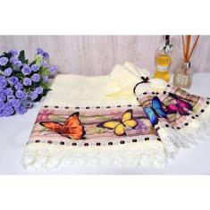 Jogo de Toalhas Rosto e Mão - Borboletas