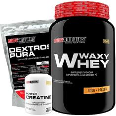 Kit Waxy Whey Protein 900g + Creatina 100g + Dextrose 900g - Bodybuilders (Paçoca)
