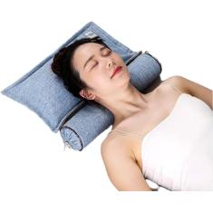Travesseiro de pescoço de trigo sarraceno, travesseiro de pescoço de cilindro de trigo sarraceno Travesseiro de reforço ajustável Suporte de pescoço cervical Alívio da dor no pescoço Respirável Sono f