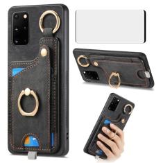 Asuwish Capa de celular para Samsung Galaxy S20 Plus S20+ 5G carteira celular com protetor de tela de vidro temperado anel fino suporte suporte para cartão de crédito S20+5G S20plus 20S + S2O S 20 20+