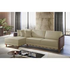 Sofá Living Com Chaise 280Cm Vega Linho Bege