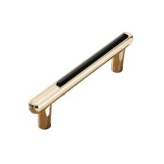 Maçaneta de porta de móveis em liga de zinco branca dourada, puxadores e botões de armário de cozinha, ferragem de móveis, preto dourado 96mm