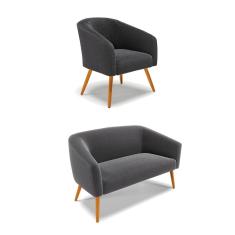 Sofá Namoradeira e Poltrona Pé Palito Castanho Stella Bouclê D03 - D`Rossi