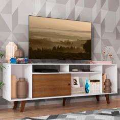 Rack para TV até 65 Polegadas Madesa Cancun com Pés - Branco/Rustic/Ru