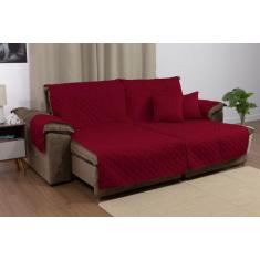 Kit Manta de Sofá Reclinável Retrátil 2m e Duas Almofadas Cheias Com C