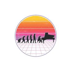 Piano Notizbuch: Piano Evolution Vaporwave Klavier Pianist / 6x9 Zoll / 120 karierte Seiten Seiten