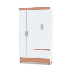 Guarda Roupa Solteiro 4 Portas 102 cm Rio Plus Branco/Camarim - Pallazio