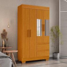 Guarda Roupa De Solteiro Argentina Com Espelho 4 Portas 100% Mdp Linhamobília Cinamomo