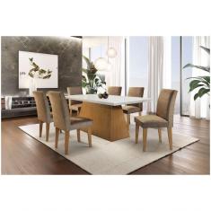 Conjunto Sala De Jantar Luna Com 6 Cadeiras Grecia Rufato Off White / Imbuia