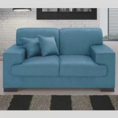 Sofá 2 Lugares Manuela Suede Liso Azul - Império Estofados