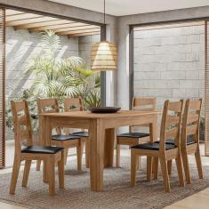 Conjunto Sala De Jantar Itália 1,35 Com 6 Cadeiras Cedro 11C