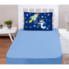 Jogo De Lençol Solteiro Soft 2 Peças Fronha Astronauta - Mercado Borda