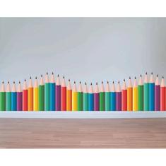 Adesivo Parede Quarto Infantil Lápis De Cor Onda Escolar