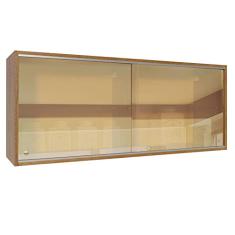 Madesa Armário Aéreo 2 Portas de Correr com Vidro Reflex para Cozinhas Glamy, Lux e Reims - Rustic 120 cm x 45 cm x 30 cm