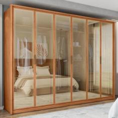 Guarda Roupa Casal 6 Portas Reflecta 4 Gavetas 100% MDF Freijó New Ref