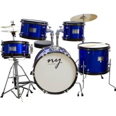 Bateria Acústica Infantil Junior 2T Azul New York