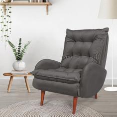 Poltrona Anatômica Pés de Madeira Eloá CIA do Estofado Cinza