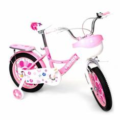 Bicicleta Infantil Aro 16 Bike Princess Rosa Com Cestinha - Unitoys