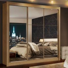 Guarda-Roupa Mônaco 3 Portas de Correr Espelho Rustic Madesa