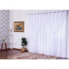Cortina Para Sala Ou Quarto Charmousse Com Voil 2,00 Branca