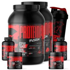 Combo Duplo Whey Protein Fusion + 2x Bcaa + 2x Glutamina + Shaker-Unissex