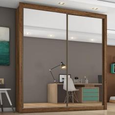 Guarda Roupa Solteiro Espelhado 2 Portas 4 Gavetas - Zurique-Braúna - Móveis Europa