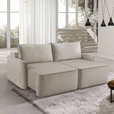 Sofá Retrátil 200cm com Kit Entrada USB 2 Lugares Moon 2321 Estofart Creme