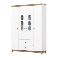 Guarda Roupa Infantil Aconchego 4 Pts Branco/Jequitibá - Henn