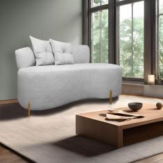 Sofá Curvo Orgânico Grécia  2 Pessoas 145cm Bouclê Cinza SOFA STORE