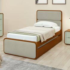 Cama Solteiro Loop Tecido Boucle com Cama Auxiliar Frassino