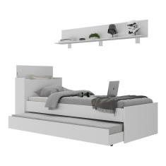 Conjunto Quarto Bicama Com Colchão E Baú/prateleira 175cm Multimóveis Mp4220 Branco Branco