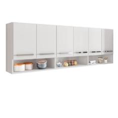 Armario De Cozinha Aereo 6 Portas Branco Suriname Brienza Movelaria - 