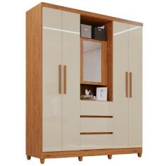 Guarda Roupa Capelinha Master Solteiro com Espelho 5 Portas 3 Gavetas 