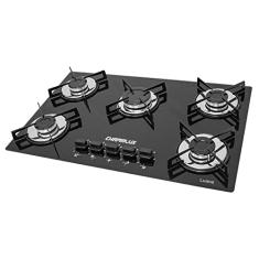 Cooktop 5 bocas Chamalux Tripla chama Bivolt Trempe de Chapa Preto