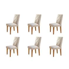 Conjunto Com 6 Cadeiras Olímpia Rufato, Imbuia/Veludo Creme