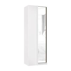 Guarda Roupa Modulado Canto 1 Porta 80cm Branco Com Espelho - LUCIANE