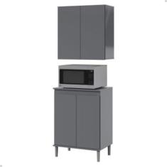 Conjunto Armário Aéreo e Balcão Microondas Para Cozinha 02 Portas EJ -