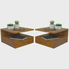 Kit 2 Mesas de Cabeceira Suspensa 1 Gaveta Inferior