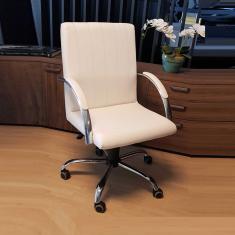 Cadeira Escritório Work Presidente Giratória Branca Reclínio