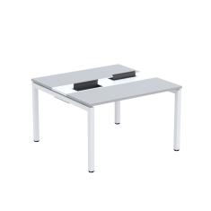 Mesa Plataforma Dupla Com Pé De Aço Para Coworking 120x120 Pdc12-12-2p Cinza-branco