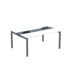 Mesa Plataforma Dupla Com Pé De Aço Para Coworking 160x120 Pdc16-12-2p Branco-grafito