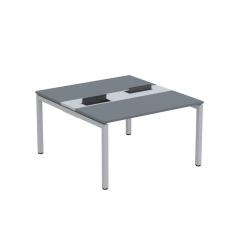 Mesa Plataforma Dupla Com Pé De Aço Para Coworking 130x140-2p Pdc13-14-2p Grafito-cinza