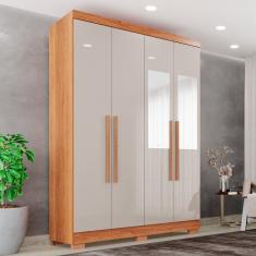 Guarda-roupa Casal Com Espelho 4 Portas 2 Gavetas França Cinamomo/off-white