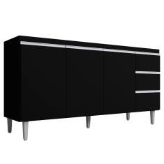 Balcão Para Pia Andréia 160 Cm 3 Portas Preto Ajl