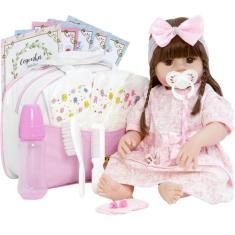 Bebê Boneca Reborn Abigail 100% Silicone + Bolsa e 20 Itens - Cegonha 