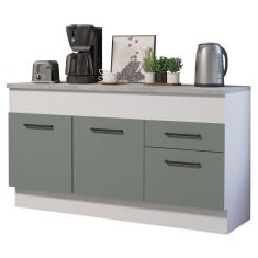 Balcão de Pia Madesa Agata 150 cm 2 Portas e 2 Gavetas (Com Tampo) - Branco/Cinza