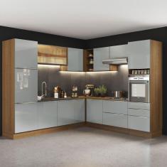 Cozinha Completa Madesa Lux de Canto com Armário e Balcão - Rustic/Cinza