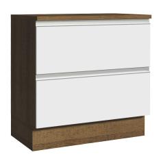 Balcão Madesa Glamy 80 cm 2 Gavetas - Rustic/Branco