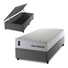 Conjunto Box Baú New Moon Branco 88x188x73 c/ Molas Ensacadas - King H