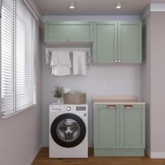 Lavanderia Modulada 3 Peças 2 Armários Aéreos 3 Portas 1 Balcão Arizon